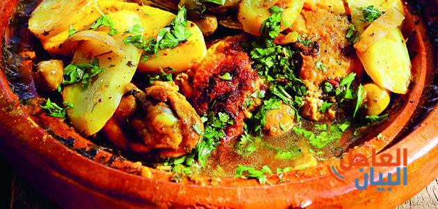 عمل طاجين الدجاج بالبطاطس